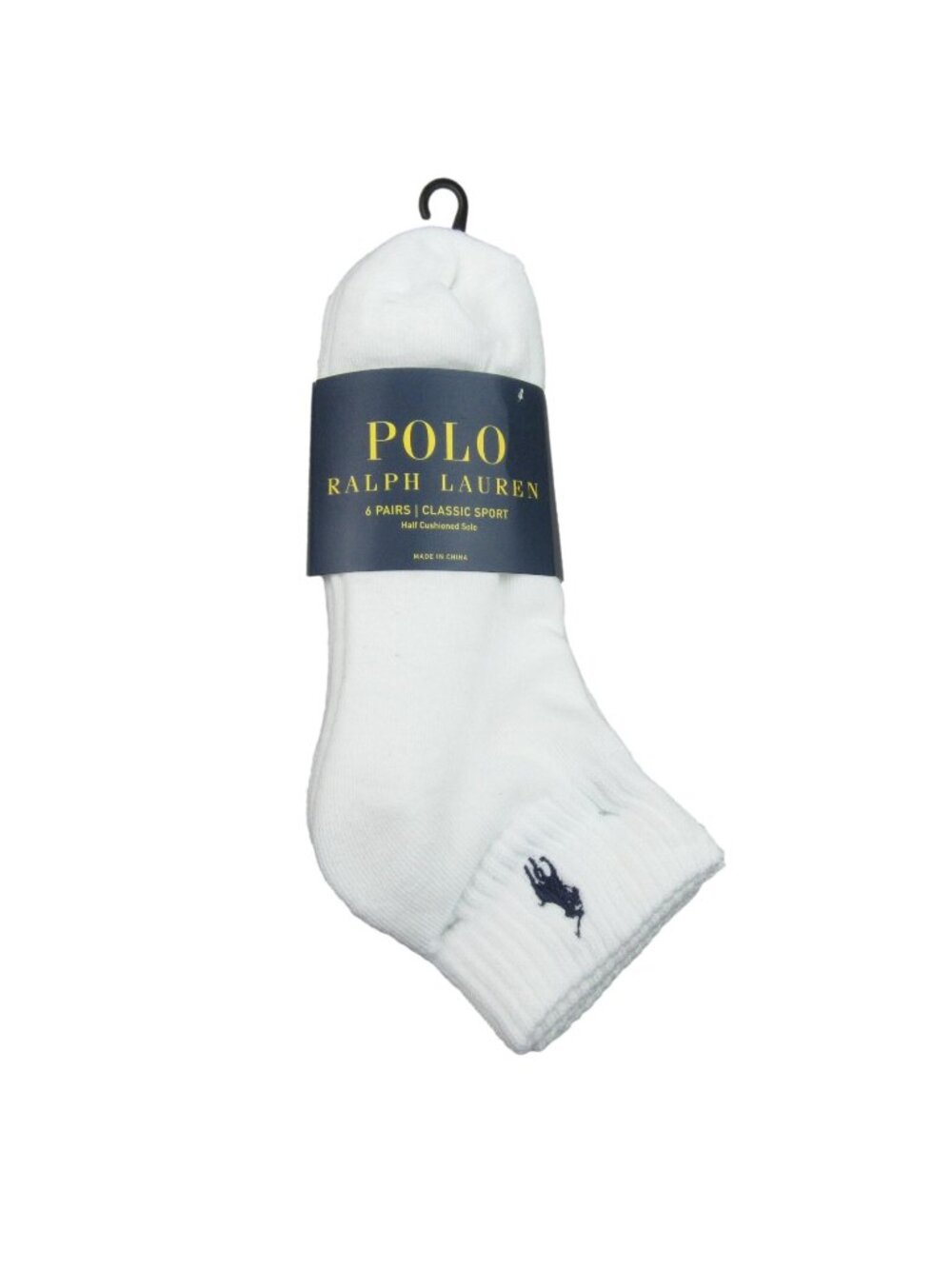 Polo Ralph Lauren Classic Sport Low Cut Socks Men's Size 6-13 White (6-Pack) NEW